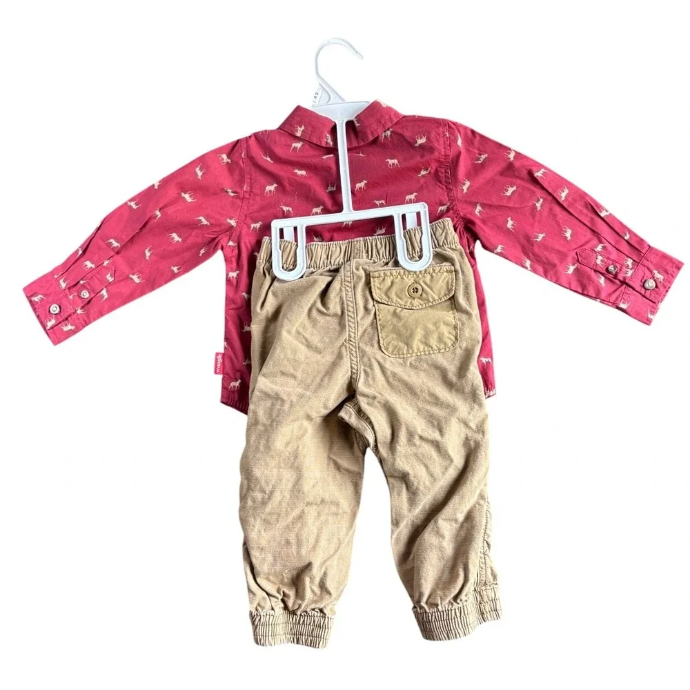 Wrangler Baby Gap Outfit Set 24 Months Animal Print Shirt Pants